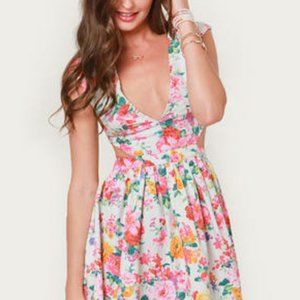 Ivory Cutout Floral Print Dress